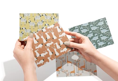 Image of Twigs Paper - Assorted Animal Pattern Greeting Cards - Stationery Cards with Envelopes - Thank You Card - Blank Note Cards - Greeting Cards for All Occasions - Made in USA (5.5 x 4.25, Set of 12)