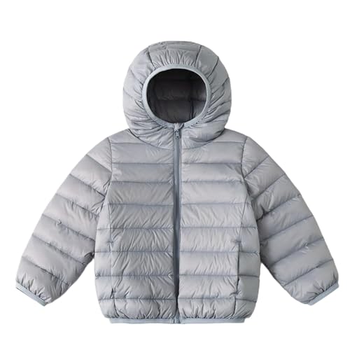 Boys Girls Packable Quilted Winter Jackets Long Sleeve Hooded Down Jacket Lightweight Outwear with Pockets 2-14 Years