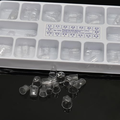 Image of 64 Pcs Deciduous Transparent Crowns Kit,Dental Temporary Crown for Anterior Teeth,Dental Materials
