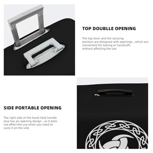 Norse Mythology Viking Travel Luggage Cover Suitcase Protector Fits 26-28 Inch Case(Black,L)4