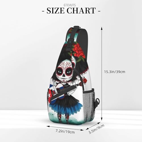 National Flag Sugar Skull Sling Bag Crossbody Chest Bag Unisex Sling Backpack Hiking Daypack Shoulder Bags,Small4