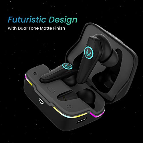 Image of TAGG Rogue 500GT Gaming True Wireless in Ear Earbuds | 42ms Ultra Low Latency | 9 Pulse Lighting Modes, 4 Mics ENC | Type-C Fast Charge | in-Built Gaming Mode & BassX Mode | Black