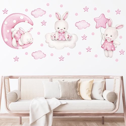 Vinilos decorativos Achang con conejito rosa en acuarela miniatura 6