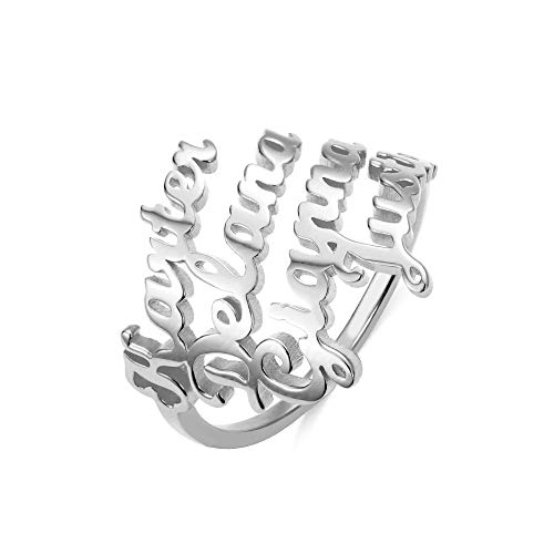 Personalized Name Ring Engrave Name Plate Stacking Ring Customize One, Two, Three, Four