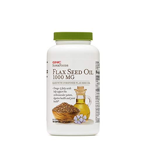 GNC SuperFoods Flax Seed Oil 1000mg, 180 Capsules, Omega-3 Fatty Acids Supporting Cardiovascular Health GNC SuperFoods Flax Seed Oil 1000mg, 180 Capsules, Omega-3 Fatty Acids Supporting Cardiovascular Health