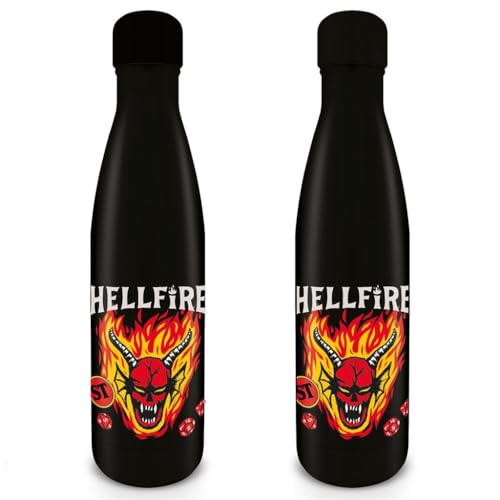 Pyramid International Stranger Things Water Bottle (Hellfire Club Design) 540ml Metal Water Bottle, Kids Metal Water Bottle - Official Merchandise