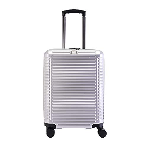 Preisvergleich Produktbild Business Erweiterbarer Handgepäckkoffer mit Polycarbonatmaterial und TSA-Schloss 55x40x22 / 25cm (Silber)