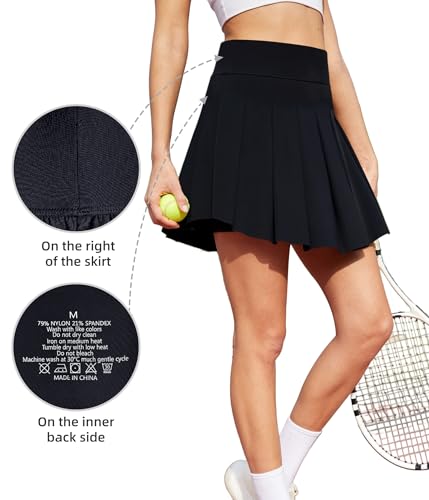 Women's Pleated Tennis Skater Skirts with Inner Shorts Pockets Athletic Skort Sports Mini Skirt for Running Golf4