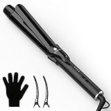 Curling Iron 1 1/4-inch Instant Heat with Extra-smooth Tourmaline Ceramic Coating, 6 Temperature Settings and Dual Voltage