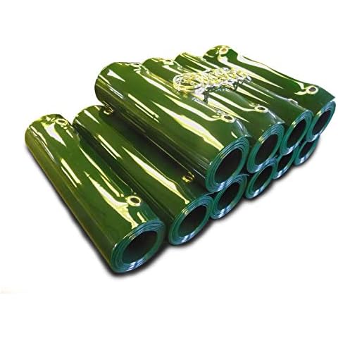 TUSKER INDUSTRIAL SAFETY PVC Strip Curtain, Welding, Green, Pack To Cover 2 m Width, 10 Strips, 1.83 m Drop, Eyeletted and Complete with Split Rings Cover
