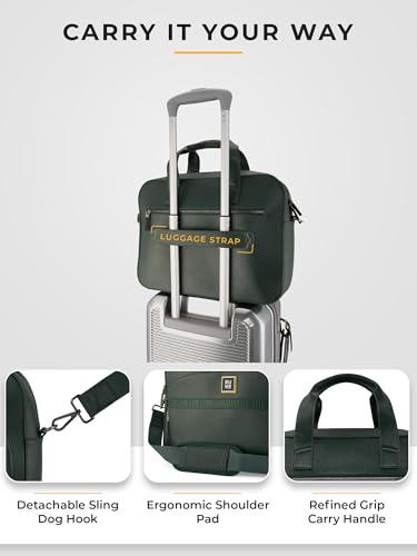 Image of EUME Optimo Laptop Bag for Men | Water Resistant Messenger Bag | Tablet Compartment| Multiple Organisers | Fits Upto 15 inch Laptop | Vegan Leather Office Bag.