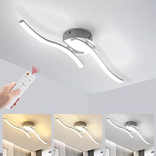 Wayrank Plafoniera Led Dimmerabile, Lampadari Moderni Led con Funzione di Memoria e Telecomando, Lampadario da Soffitto per Camere da Letto Corridoio Ufficio, 3000K-6000K, 2 Luci