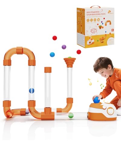 AWALVY Air-Powered STEM Building Toys - Rechargeable & Play While Charging, Bluetooth Learning Toys with Wireless Music Play, STEM Toys for 3+ Year Old, Boys & Girls Birthday Gifts.