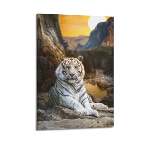 Affiches d'art moderne tigre blanc koanga pour transformer un mur vide de chambre