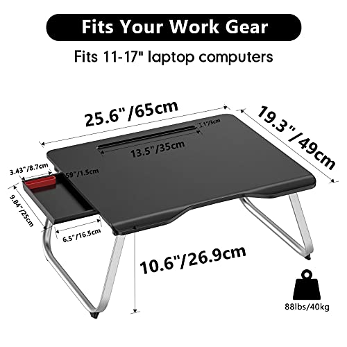 Abovetek 25.6"X 19.29" Large Foldable Laptop Desk, Portable Laptop Lap Desk W/Retractable Left/Right Mouse Pad Tray, Lap Desk For Bed Sofa Couch Or Travel #TOP1