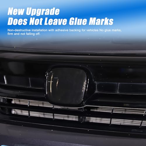 Image of Smoked Front Grille Rear Tailgate Emblem Cover for Honda Pilot 2019-2022 / Passport 2019-2024 / Ridgeline 2019-2024, Front Rear Logo Overlay Protector Accessories ABS Material 2PCS
