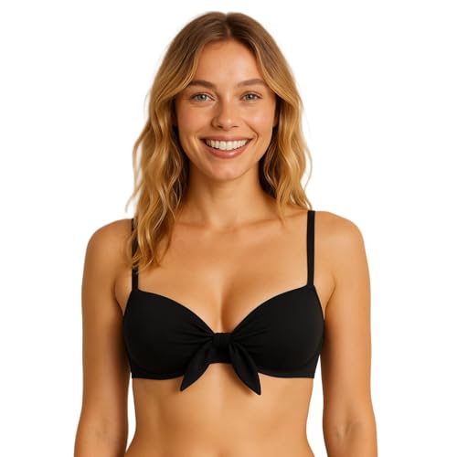 Top Biquíni Bojo Sustentação Alças De Regulagem Traje Banho (BR, Alfa, M, Regular, Preto)