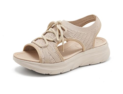 Trcloltc Women's Comfortable Walking Sandal Lightweight Cushioned Hiking Sandals Platform Shoes for Women Slingback Woven With Straps Sandals