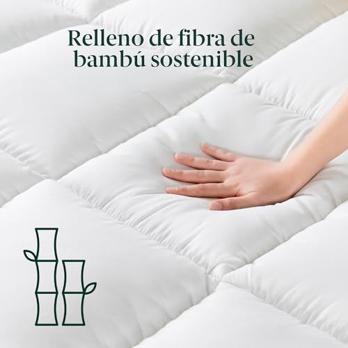 Miniatura 3 de Zinus Cubrecolchón De Bambú 135x190 Cm - Funda Acolchada Pillowtop De 5 Cm - Funda De Colchón Lavable A Máquina Hipoalergénica, Transpirable Y Suave - Para Mayor Comodidad Y Descanso De Calidad