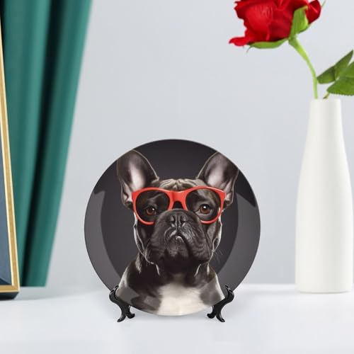 Plato decorativo de porcelana Bulldog Francés 6 pulgadas miniatura 6