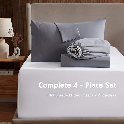 Nestl King Bed Sheet Set - Dark Grey - Instantly Soft Microfiber, No Break-in Wash - 4-Piece Deep Pocket Sheets & Pillowcases, Stays Put All Night by Nestl - Image 2