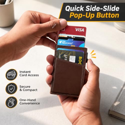 Image of FELSTAR Pu Leather Pop Up Card Holder Wallet for Men Women (Bi-Fold Wallet)