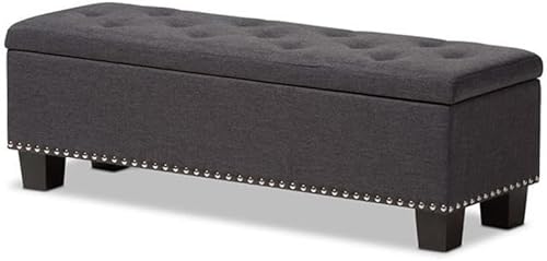 Baxton Studio Hannah - Banco otomano tapizado moderno y contemporáneo con botones, color gris oscuro