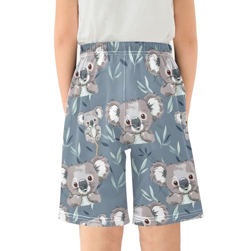 ALAZA Koala Leaf Gray Pajama Shorts Elastic Waist Casual Sleep Shorts with Pockets Size 6-142