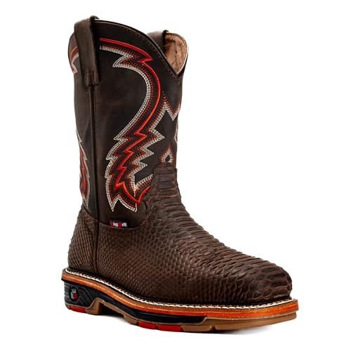 KW-Venom Exotic Python Print 10" Men's Leather Western Work Boot, Soft Toe, Square Toe Slip resistant2