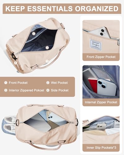 Image of Gym Bag Womens Mens with Shoes Compartment and Wet Pocket Travel Duffel Bag for Women for Plane Sport Gym Tote Bags with Toiletry Bag Waterproof Weekend Overnight Carry on Bag Hospital Holdalls
