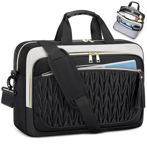 RAINSMORE Bolso Portatil Mujer 17,3 Pulgadas Maletín Portátil Impermeable Bolso Trabajo Portadocumentos Grande Bolso Ordenador para Oficina Universidad