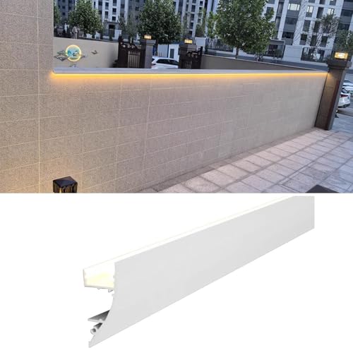 Moldura Iluminacion Canal de Iluminación con Moldura de Techo LED Para Exteriores para Borde de Techo y Pared, Difusor de Perfil de Aluminio Moderno para Cornisa, Moldura Decorativa con Tira de Luz LE