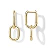 PAVOI 14K Gold Convertible Link Huggie Earrings for Women | Paperclip Link Statement Earrings | Cubic Zirconia Two-Toned Rope Drop Dangle Earrings
