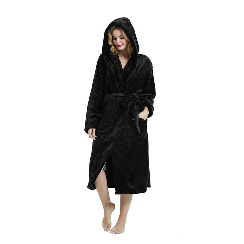 Image of HEARTNICE Womens Hooded Fleece Robe, Soft Bathrobe for Womens, Cute Long House Coat