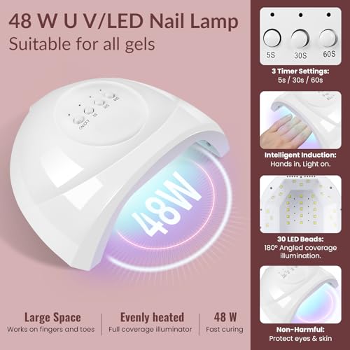 VANREESA 60 PCS Gel Nail Kit with 48W U V Lamp 36 Colours All Seasons Gel Nail Polish Set with Lamp Starter Kit Pink Red Brown Gels Polish Set with Base and Top Coat Manicure Salon Gifts for Women - Image 4