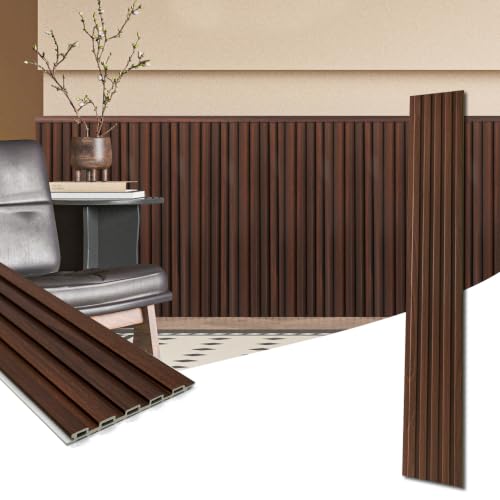 Image of Art3d 48 x 6 in WPC Wood Slat Wall Panels, 3D Wall Accents, 16-Pack, Walnut