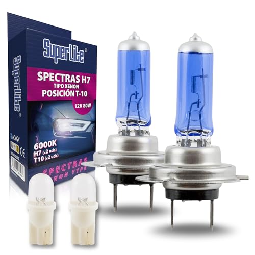 Superlite 1 Set DE 4 LAMPARAS SPECTRAS para Coche. 2 UDS H7 Color Blanco 6000K - 2 UDS T10