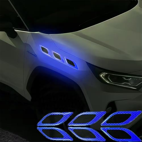 Image of Car Reflective Safety Stickers for Cars & Bikes, Side Fender Bumper, Night Visibility Warning Tape Waterproof High Intensity Reflector Decal Universal Fit (Set of 6, Blue)