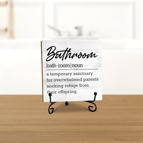 Bathroom-Wooden-Sign-Bathroom-Definition-Bathrooms-Decor-Sign-With-Stand-Home-Office-Decor-Funny-Gifts-Bathrooms-Farmhouse-Rustic-Table-Decor-Accessories-Supplies-5X5-Inches-A60 Bathroom Wooden Sign Bathroom Definition Bathrooms Decor Sign With Stand Home Office Decor Funny Gifts Bathrooms Farmhouse Rustic Table Decor Accessories Supplies 5X5 Inches A60