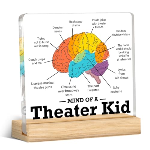 Musical Theater Kid Gifts Desk Decor Theatre Performer Lover Gifts Mind of a Theater Kid Acrylic Desk Plaque Sign for Home Office Decoration