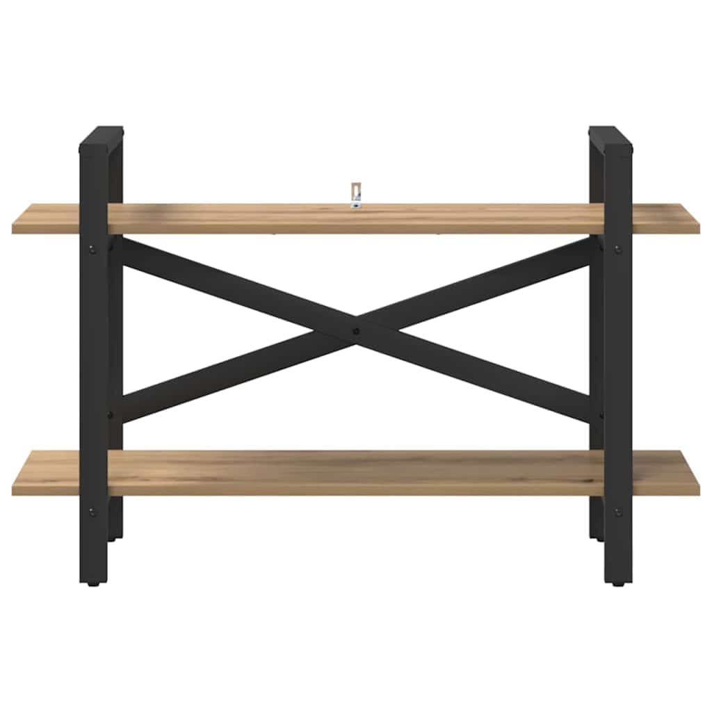 Estantería de madera de roble Artisan, 100 x 33,5 x 64 cm, resistente, con 2 estantes, estrecha y ancha, estantería baja para libros y decoración