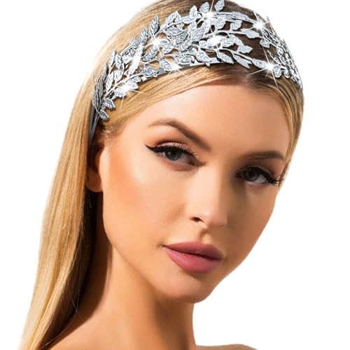 Coridy - Coridy Sliver Wide Headbands for Women Elegant Layered Leaf Hairband Double Band Design Bridal Hair Accessory (Sliver)