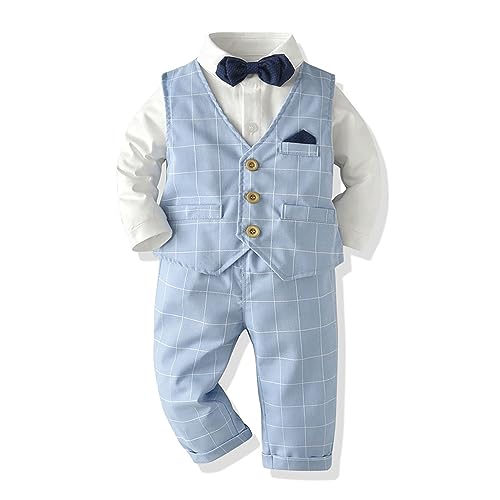 Volunboy Baby Boy Suit Toddler Formal Outfit Kids 3 Piece Vest Gentleman Clothes Long Sleeve Shirt and Pants Set