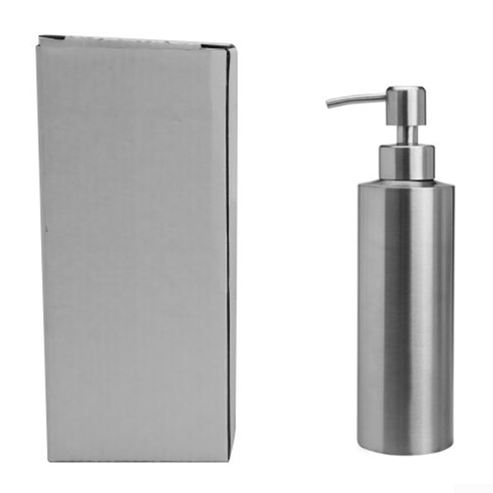 Dispensador de jabón de acero inoxidable de 350 ml, bomba de fregadero de baño de acero inoxidable 304, dispensador de jabón líquido para baño, cocina, cuarto de lavado