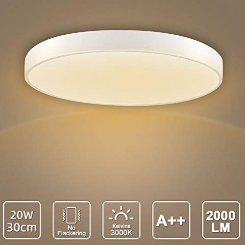 Preisvergleich Produktbild LED Deckenlampe, LED Deckenleuchte, IP20 Led Deckenleuchten Schlafzimmer Küche Wohnzimmer Lampe für Kueche Badezimmer Flur Schlafzimmer Von CosHall (Warmweiß, 20W Ø30cm)