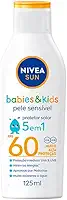 NIVEA SUN Protetor Solar Kids & Babies Pele Sensível FPS 60 125ml - Infantil, muito alta proteção UVA/UVB, minimiza o surgimento de alergias, muito resistente à água com proteção imediata