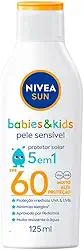 NIVEA SUN Protetor Solar Kids & Babies Pele Sensível FPS 60 125ml - Infantil, muito alta proteção UVA/UVB, minimiza o surgimento de alergias, muito resistente à água com proteção imediata