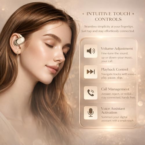 Image of M300 OWS Open Ear Wireless Earbuds with Display, ENC Mic for Crystal-Clear Calls, 60hr Playtime with Type-C Fast Charging, BT5.4 Gaming Bluetooth Earphones, Touch Control Sports Headset (Black)