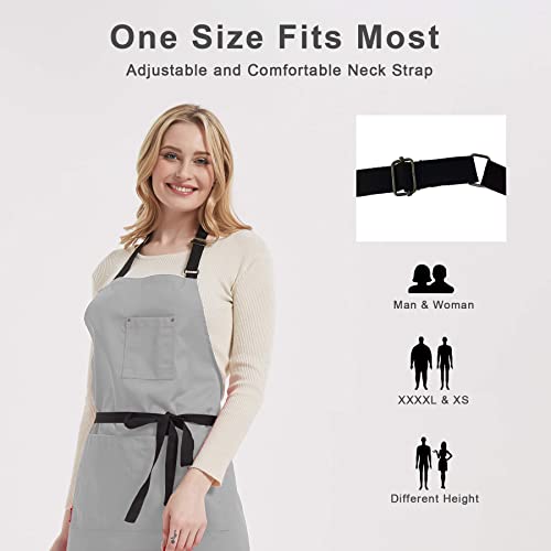 Emicity Kitchen Aprons For Women With Pockets Chef Aprons For Men Christmas Cooking Aprons Server Waiter Waitress Gift Grey #TOP1
