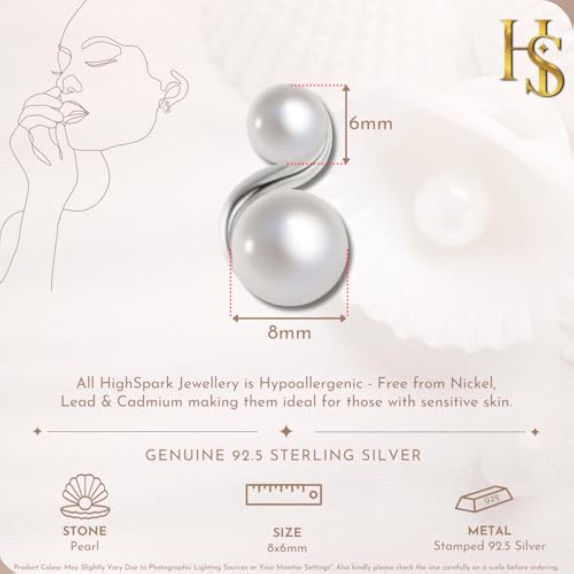 925 Double Pearl Earrings, Sterling Silver